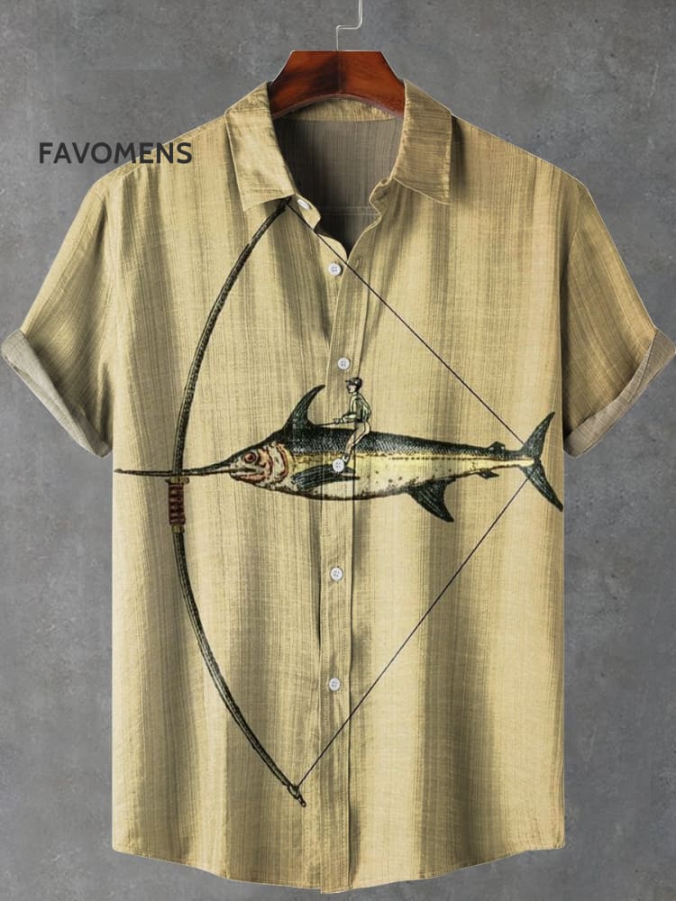 Funny Bow And Arrow Tuna Vintage Print Casual 100% Cotton Shirt Multicolor / S