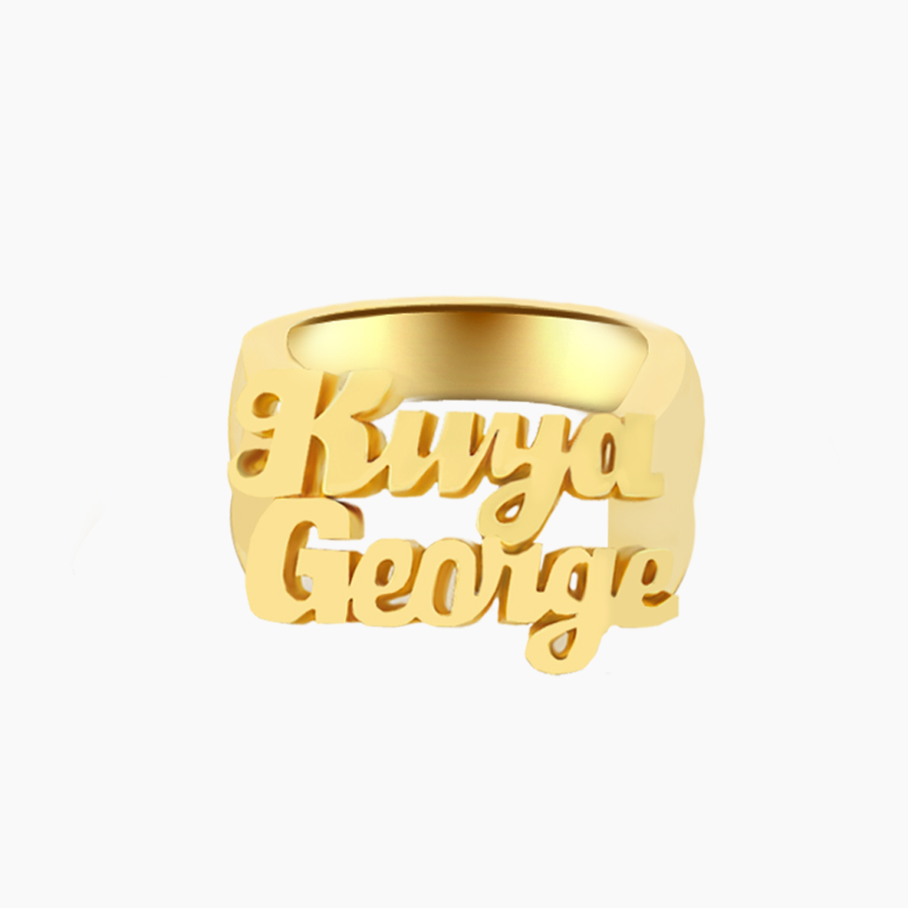 Gold Double Name Ring