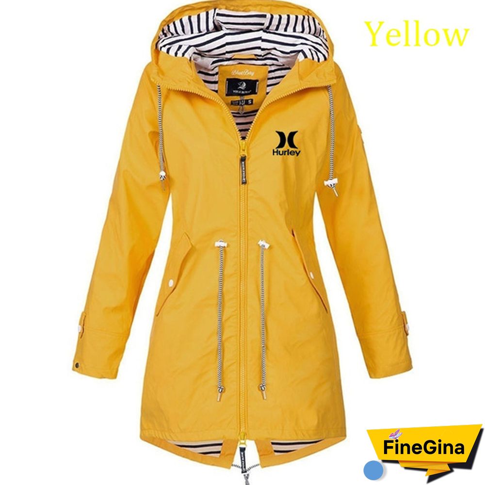 Women Outdoor Waterproof Rain Jacket Running Coat Jackets Climbing Hooded Sleeve Hooded Windbreaker Jacket