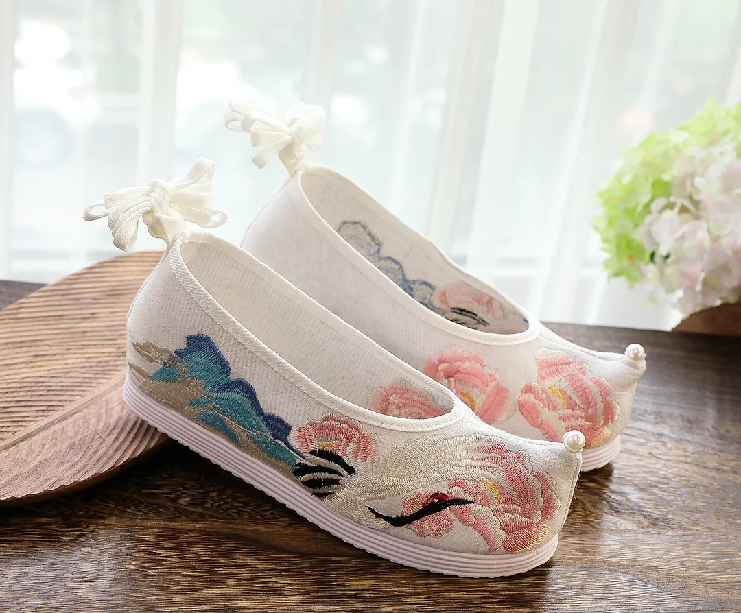 Colourp Colourp Shoes Hanfu Shoes Single Shoes / Cotton Shoes Ancient Style Shoes Embroidered Cloth Shoes Han Elements Warped Head Shoes