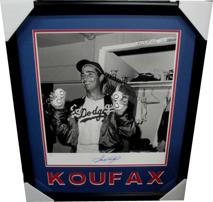 Sandy Koufax Signed Auto 16X20 Photo Poster painting Framed After Game 4 Ball No Hitter Ink JSA