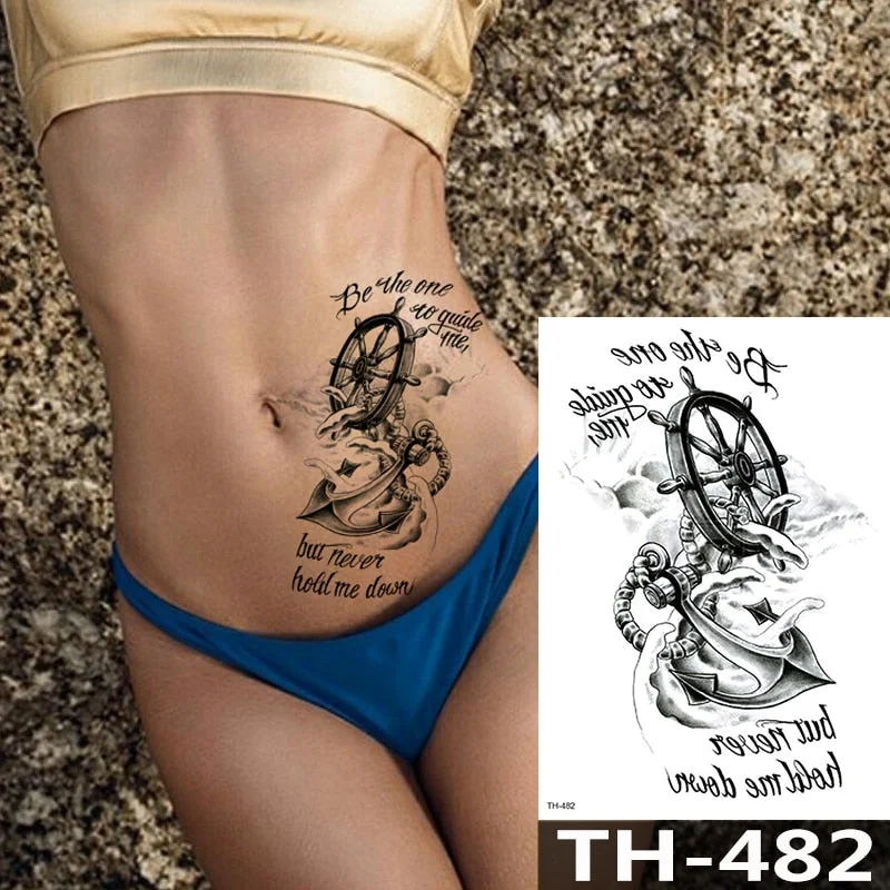 Rose Peony Flower Girls Temporary Tattoos For Women Waterproof Black Tattoo Stickers 3D Blossom Lady Shoulder DIY Tatoos