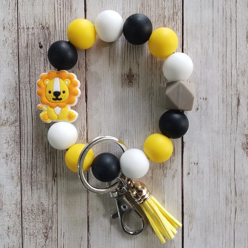 Classic Style Animal Alloy Wooden Beads Silica Gel Bag Pendant Bracelets Keychain