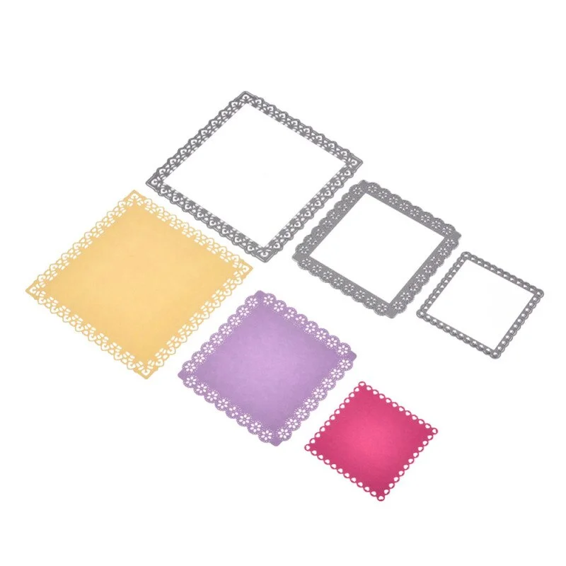 Lace Background Metal Cutting Dies Mold Square Frame Wedding Cut Die Scrapbook Paper Craft Knife Mould Blade Punch Stencils