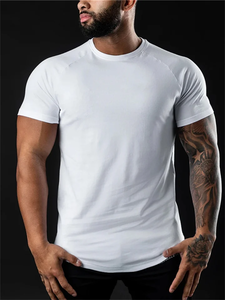 Men's T shirt Tee Moisture Wicking Shirts Plain Crew Neck Daily Vacation Short Sleeves Clothing Apparel Stylish Classic Casual / Sporty Muscle