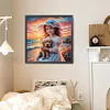 Fille et chien-rond drill diamond painting-30*30cm