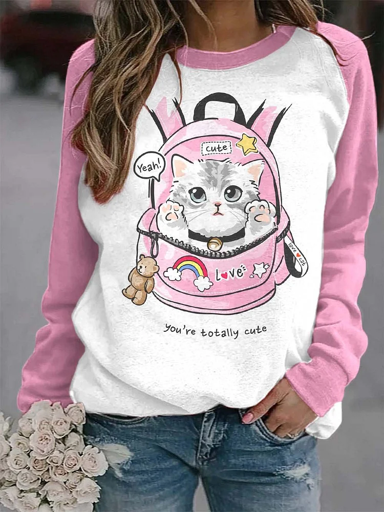 Women's Fun With Cats Print Sweatshirt