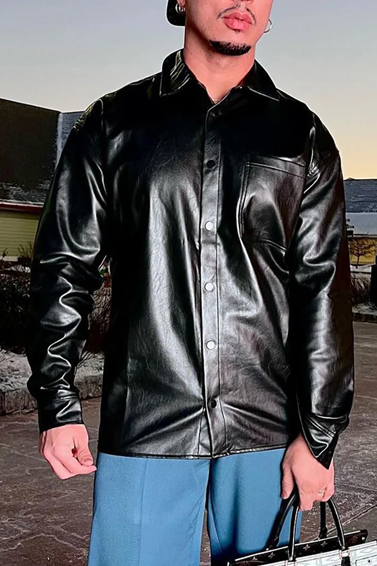 PU Leather Loose Fit Shirt [Pre-Order]