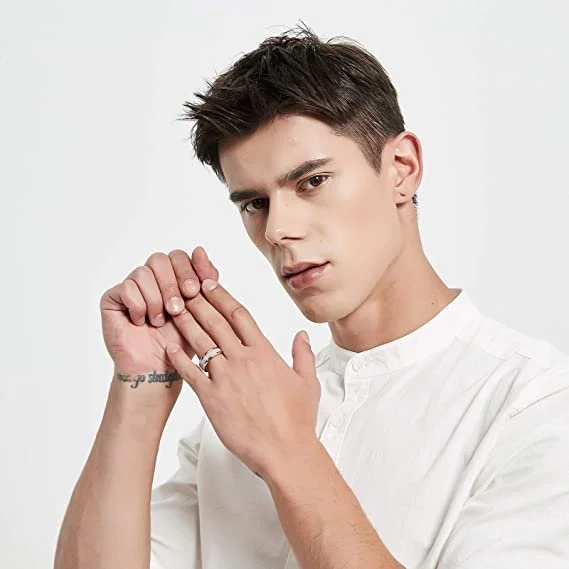 8mm Multiple Colors Sandstone Inlay Tungsten Carbide Men's Wedding Bands