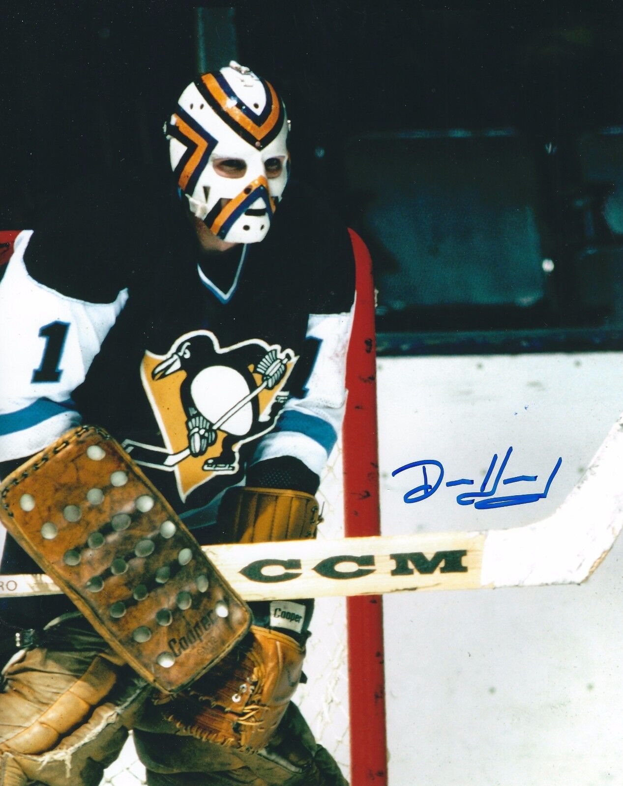 Signed 8x10 DENIS HERRON Pittsburgh Penguins Autographed Photo Poster painting - w/ Show Ticket