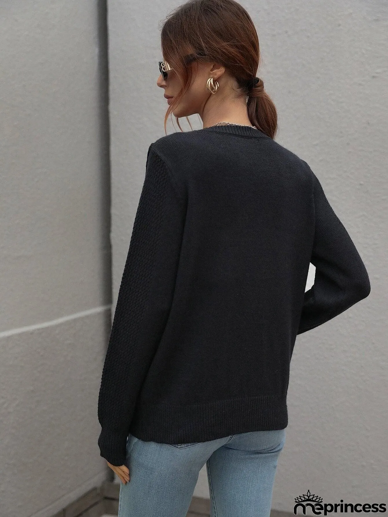 Fringe Detail Ribbed Trim Sweater
