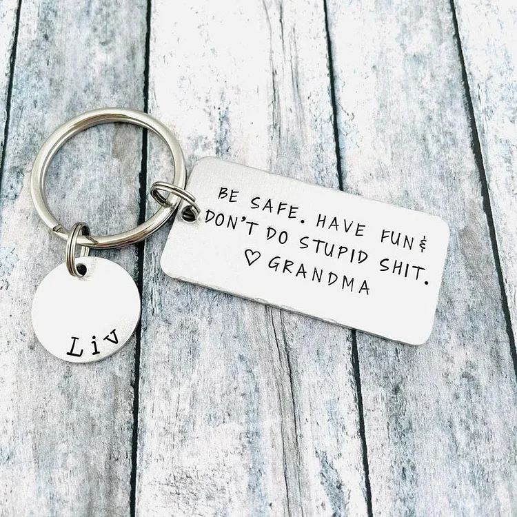 UNIQUE Don't Do Stupid SH*T Love Babe Stainless Steel Keychain BF