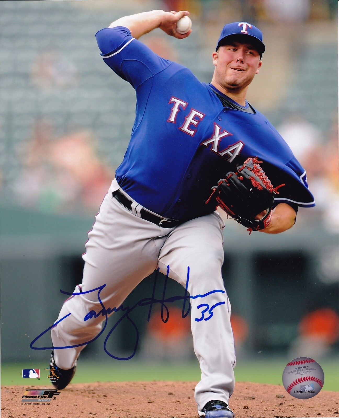 Tommy Hunter Autographed 8x10 Texas Rangers#2