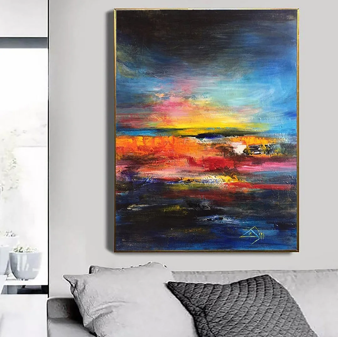 Abstract Painting Colorful Painting Sunset Painting Canvas Blue Painting Orange Painting | COLORFUL SUNSET