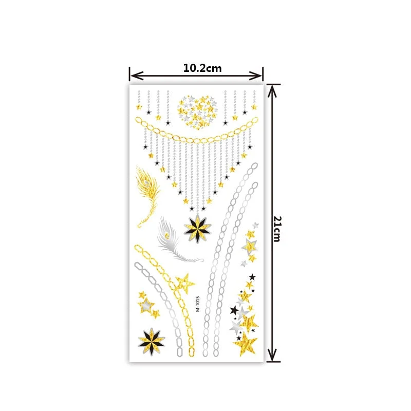 Creative personality exquisite fashion waterproof sweat gold and silver tattoo stickers bronzing and silver tattoo stickers