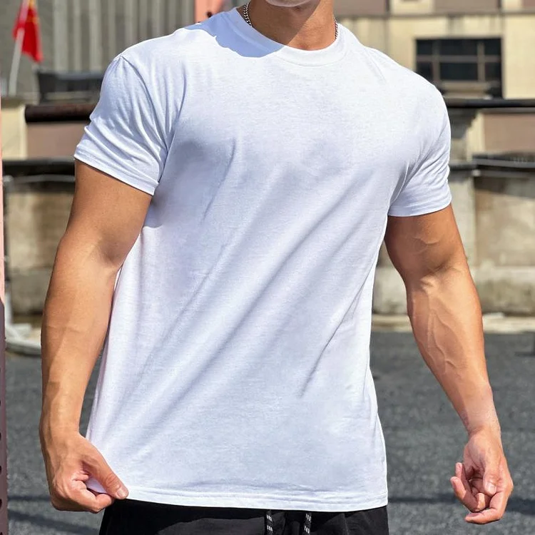 Men's Round Neck Short Sleeve Sports Casual T-shirt 64702065Z