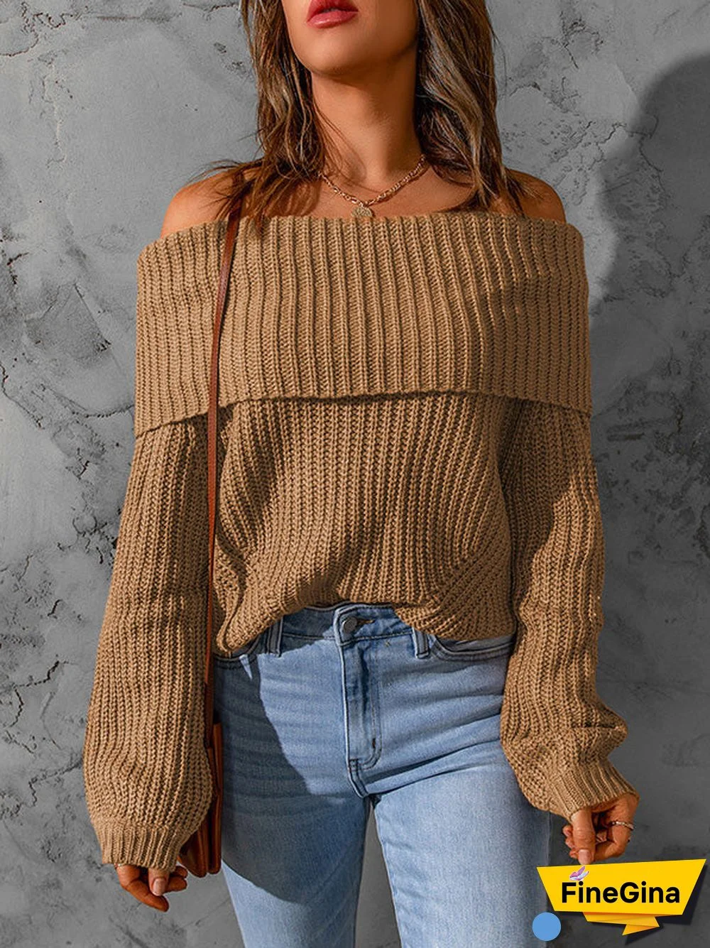 Women'S Sweaters Solid One Shoulder Long Sleeve Sweater
