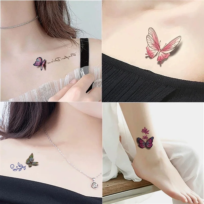 30Pcs/Set No Repeat Temporary Tattoo Stickers Waterproof Arm Clavicle Body Art Sticker Disposable butterfly tatouage temporaire