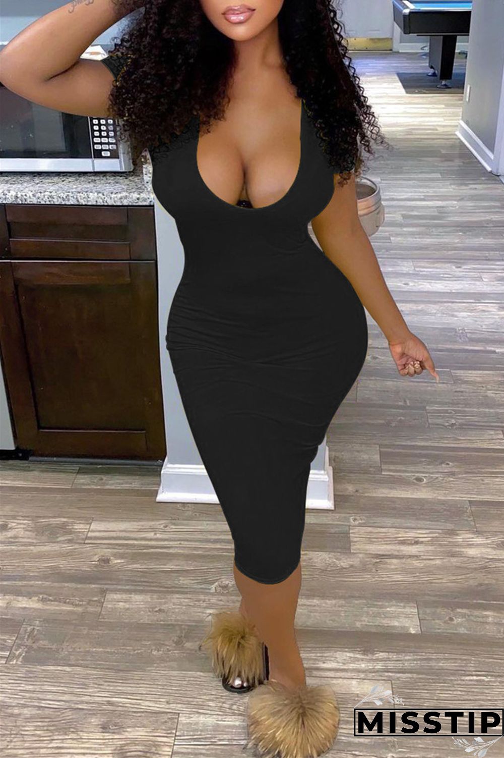 Orange Fashion Sexy Solid Basic V Neck Short Sleeve Dress