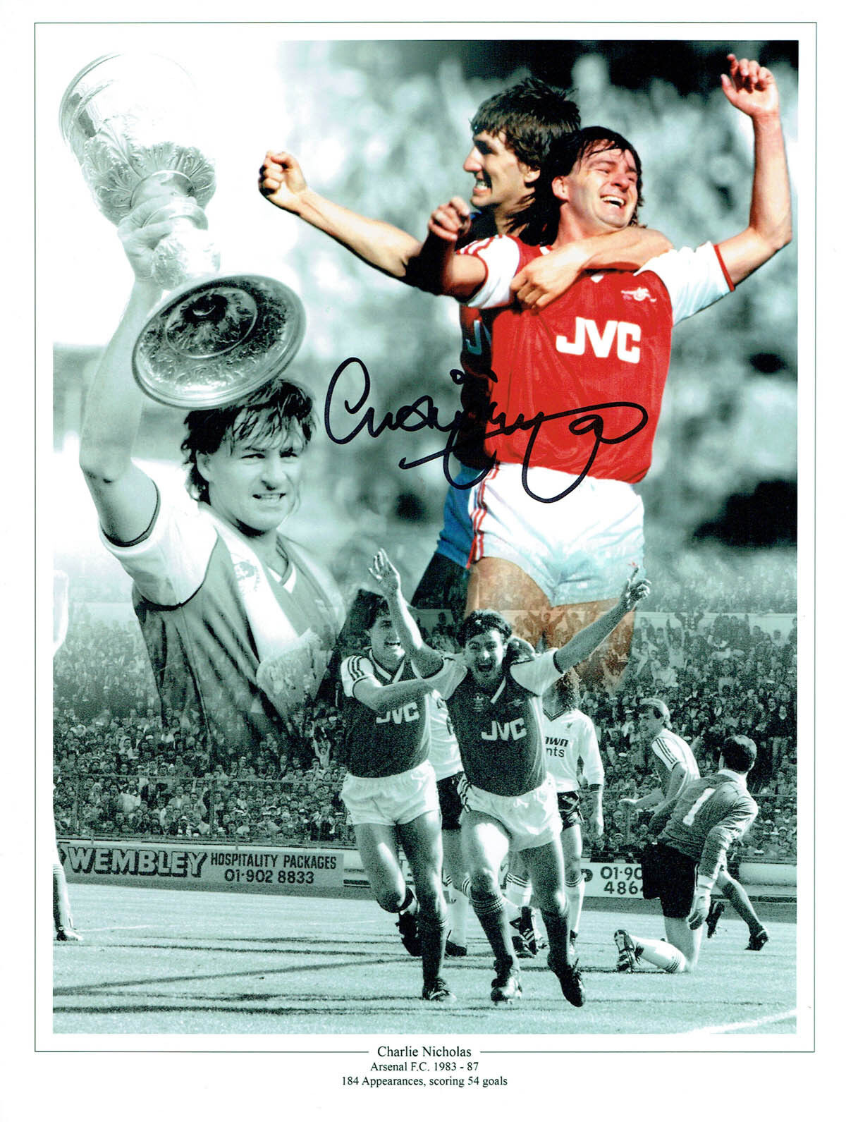 Charlie NICHOLAS Signed Autograph 10 x 8 Arsenal Montage Photo Poster painting AFTAL COA