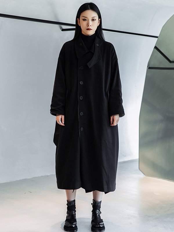 Casual Loose Contrast Color Black&Gray Reversible Outerwear