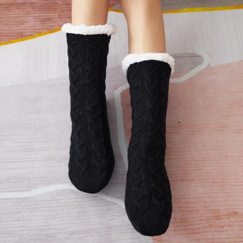 Letclo™ New Woven And Velvet Long Socks Slippers For Women And Men letclo Letclo