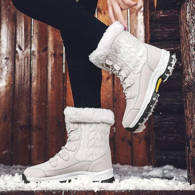 Women Anti-slip Fur Warm Waterproof Snow Boots Mid Calf shopify Stunahome.com