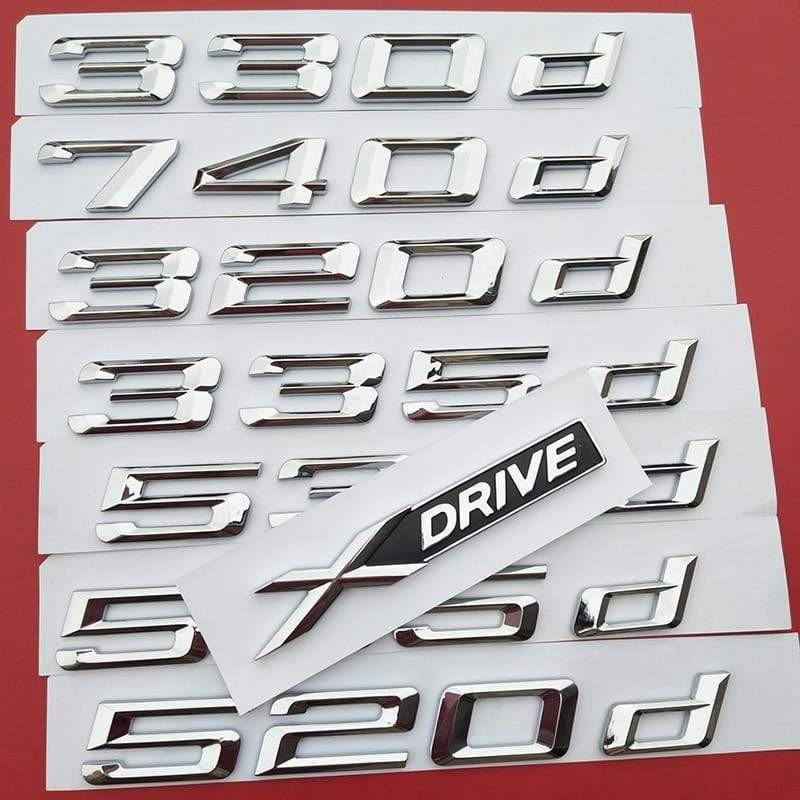 Number Letter 316d 318d 320d 325d 330d 520d 530d 535d 550d 740d 750d 760d Emblem for BMW Diesel Oil Fuel Trunk Logo Sticker voiturehub dxncar