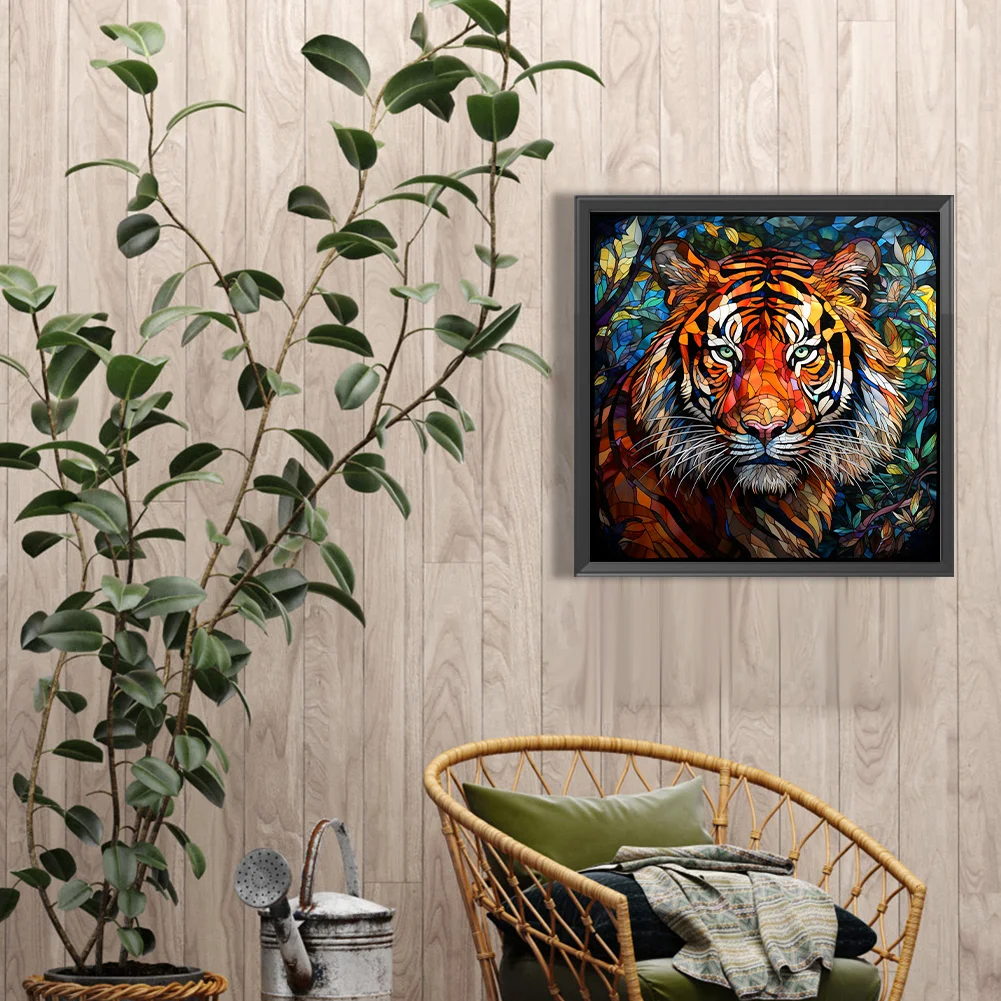Diamond Painting - Full Round Drill - Stained Glass Tiger(Canvas|40*40cm)