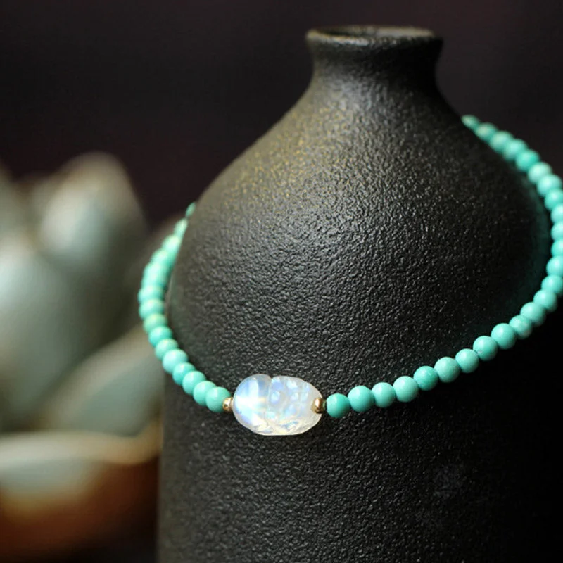 Turquoise&nbsp;Moonstone PiXiu Protection Strength Bracelet