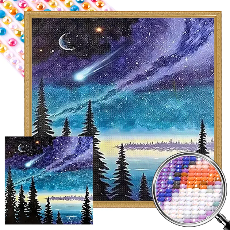 Forest Under The Shooting Star 30*30CM (Canvas) Full AB Round Drill Diamond Painting gbfke