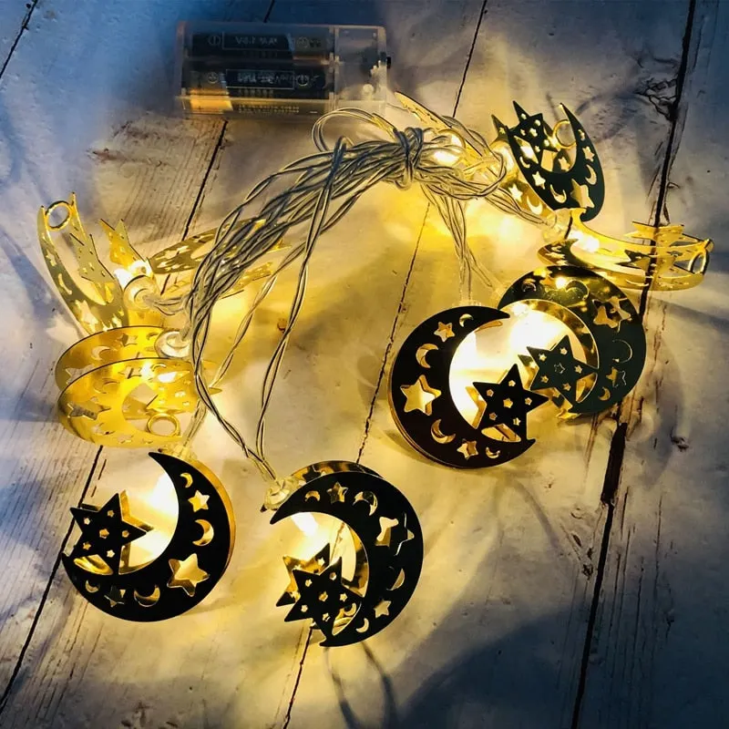 Ramadan Decoration Plastic Lantern Led String Lights Ramadan Kareem Decor Eid Mubarak Gift Al-Fitr Eid Festival Party Supplies