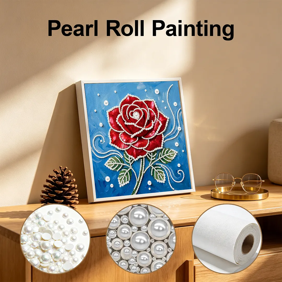 Romantic Roses DIY Pearl Painting Art Kits Frameless for Home Decor 30x30cm