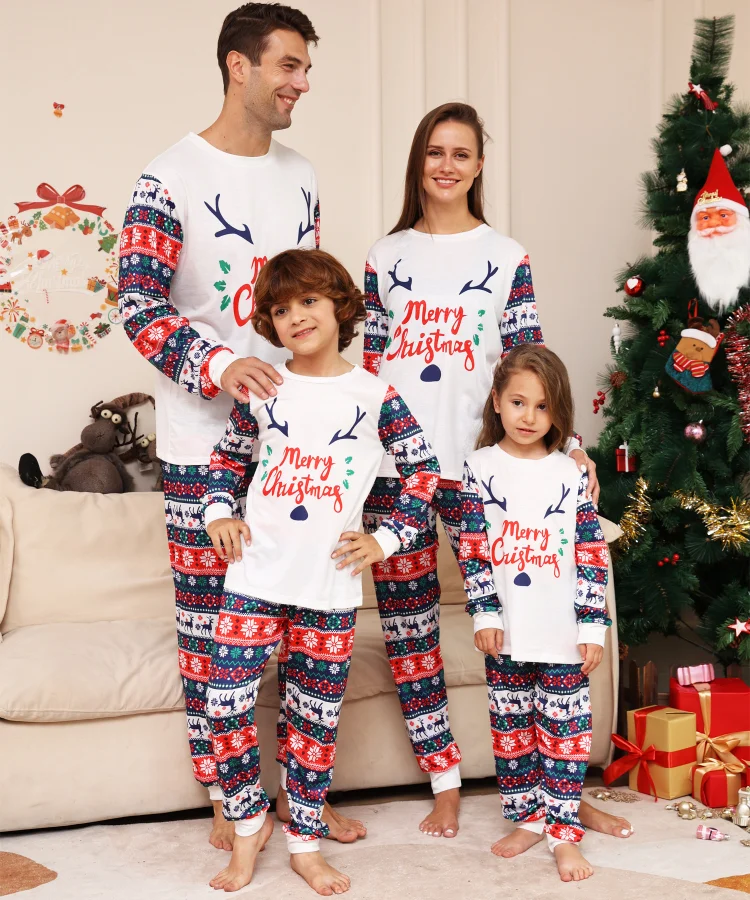 Snowman Deer Plus Size Christmas  Family Matching Outfits VangoghDress