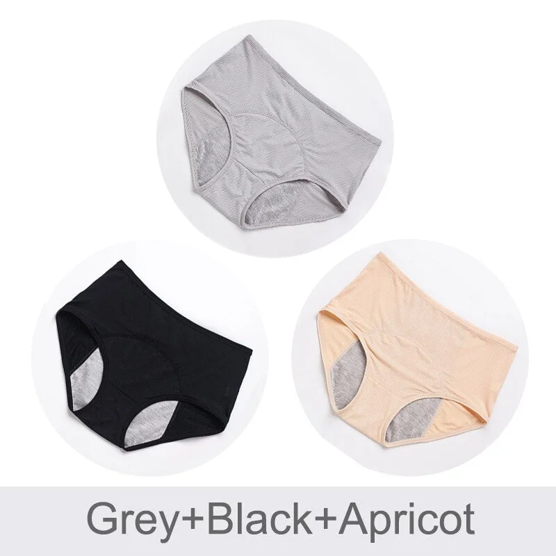 3pcs Leak Proof Menstrual Panties Physiological Pants High Waist Cotton Women Underwear Period Waterproof Female Briefs