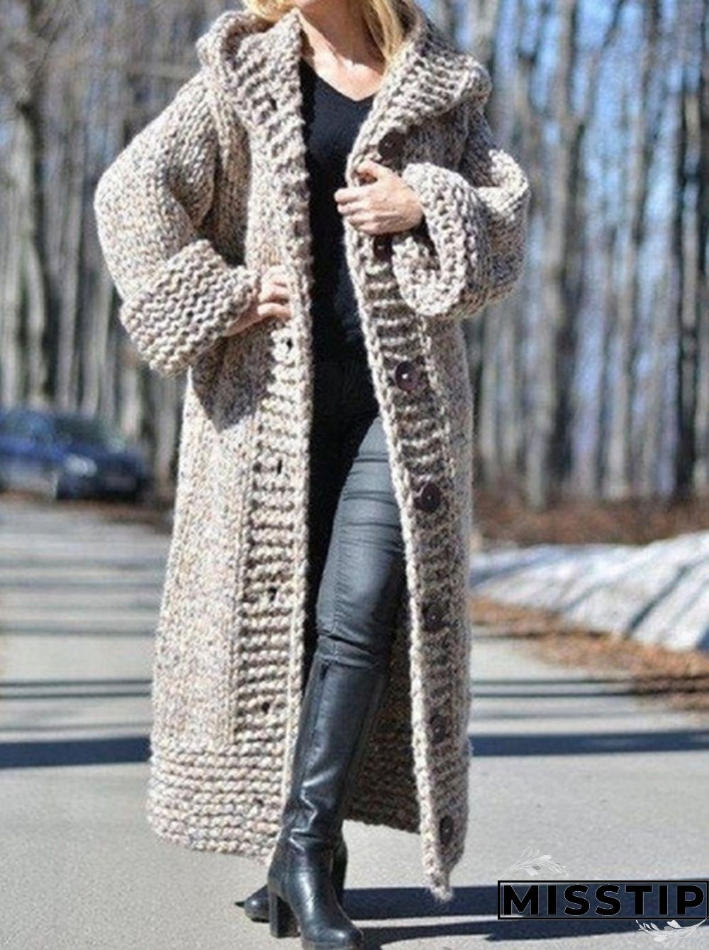 New Fashion Women Autumn Winter Long Sleeve Knitted Cardigan Coat Casual Streetwear Hooded Sweater Coat Plus Size