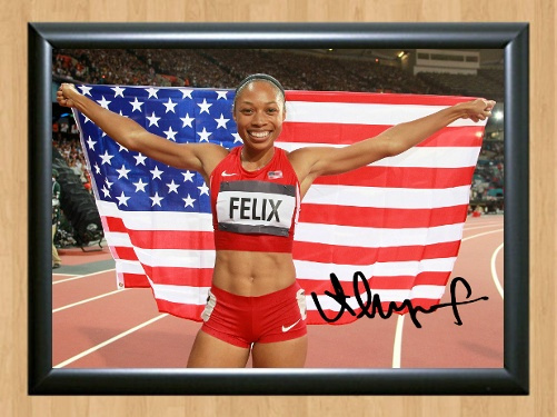 Allyson Felix Olympic Rio 2016 Autographed Signed A4 Print Photo Poster painting Memorabilia 1 A4 8.3x11.7