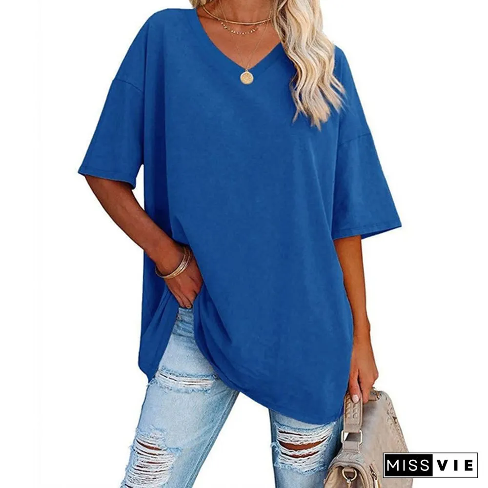 XS-8XL Spring Summer Tops Plus Size Fashion Clothes Womens Casual Short Sleeve Tee Shirts