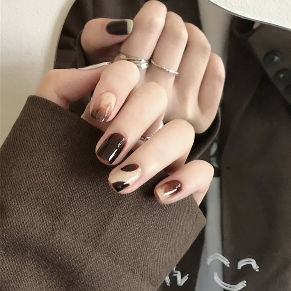 Press On Nails Korean Gradient Fake Nails French Style Long Paragraph Manicure Save Time False Acrylic Nails Free Shipping Items