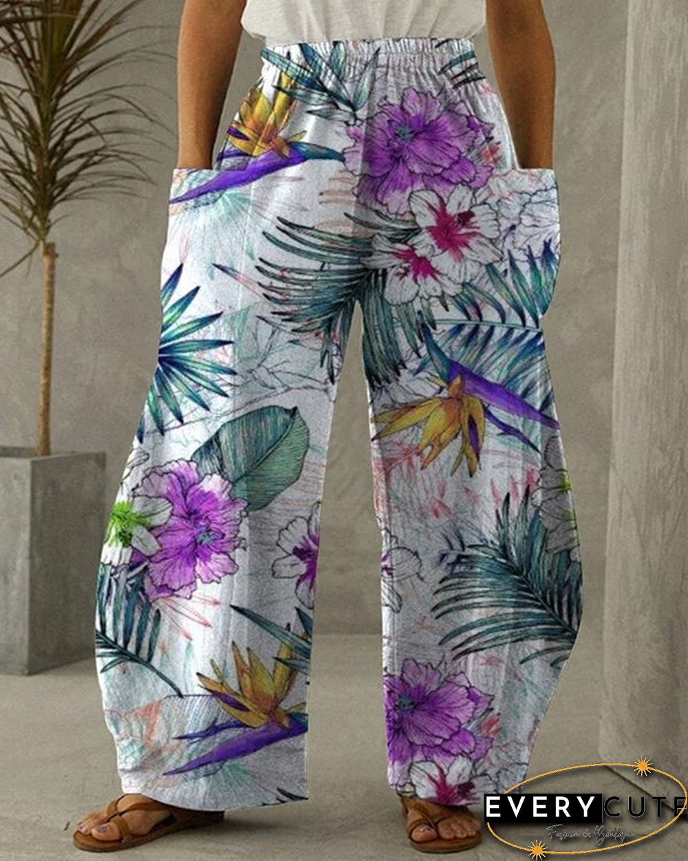 Floral Print Retro Casual Loose Pants S-5XL