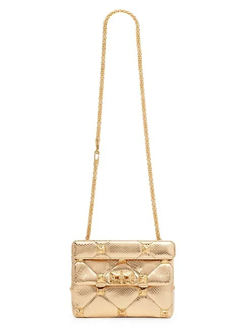 Valentino Garavani Roman Stud Quilted Metallic Leather Shoulder Bag