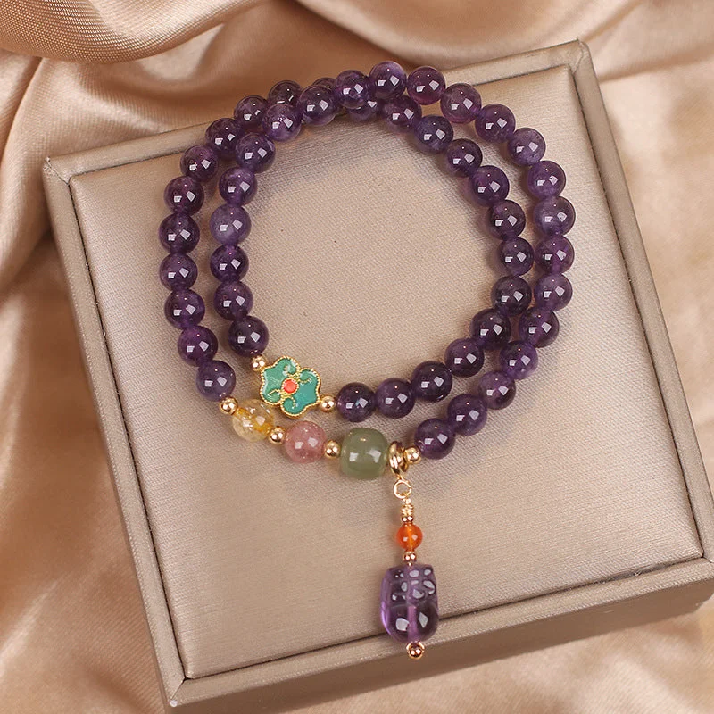 Natural Amethyst Pixiu Wealth Bracelet