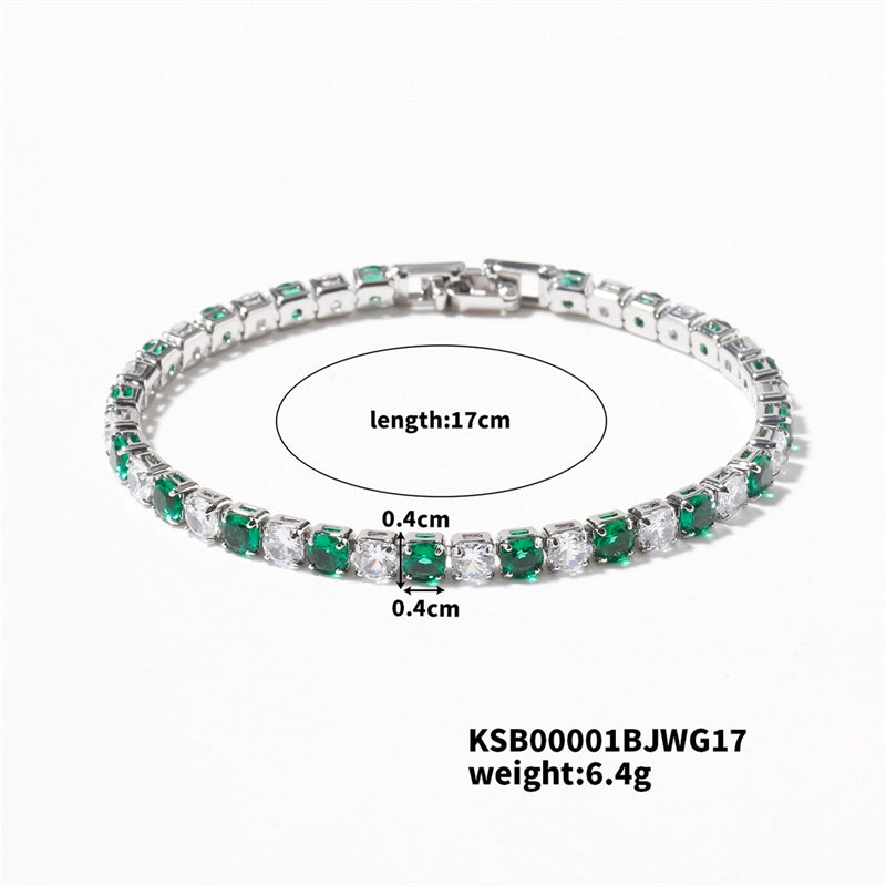 Hip-Hop Solid Color Copper Inlay Zircon K Gold Plated Rhodium Plated Unisex Tennis Bracelet