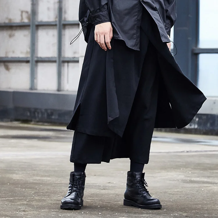 Japanese Darkwear Style Culottes Spring Thin Casual Wide-leg Pants-dark style-men's clothing-halloween