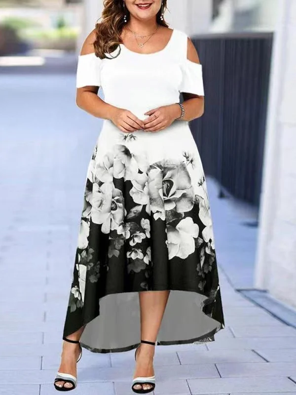 Flower irregular plus size women's dress