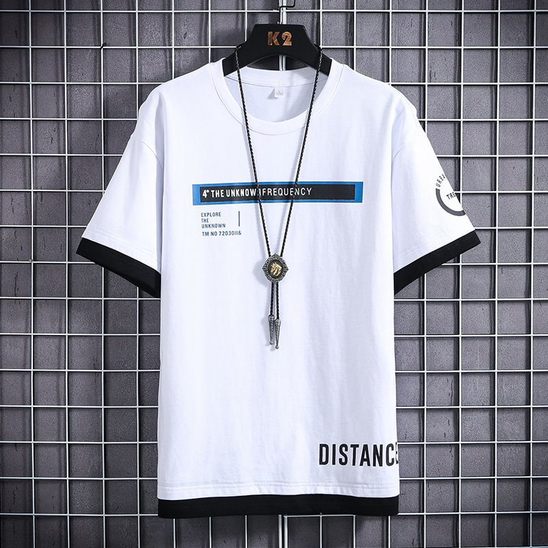 Techwear Patchwork Fashion Letter Printing Tees