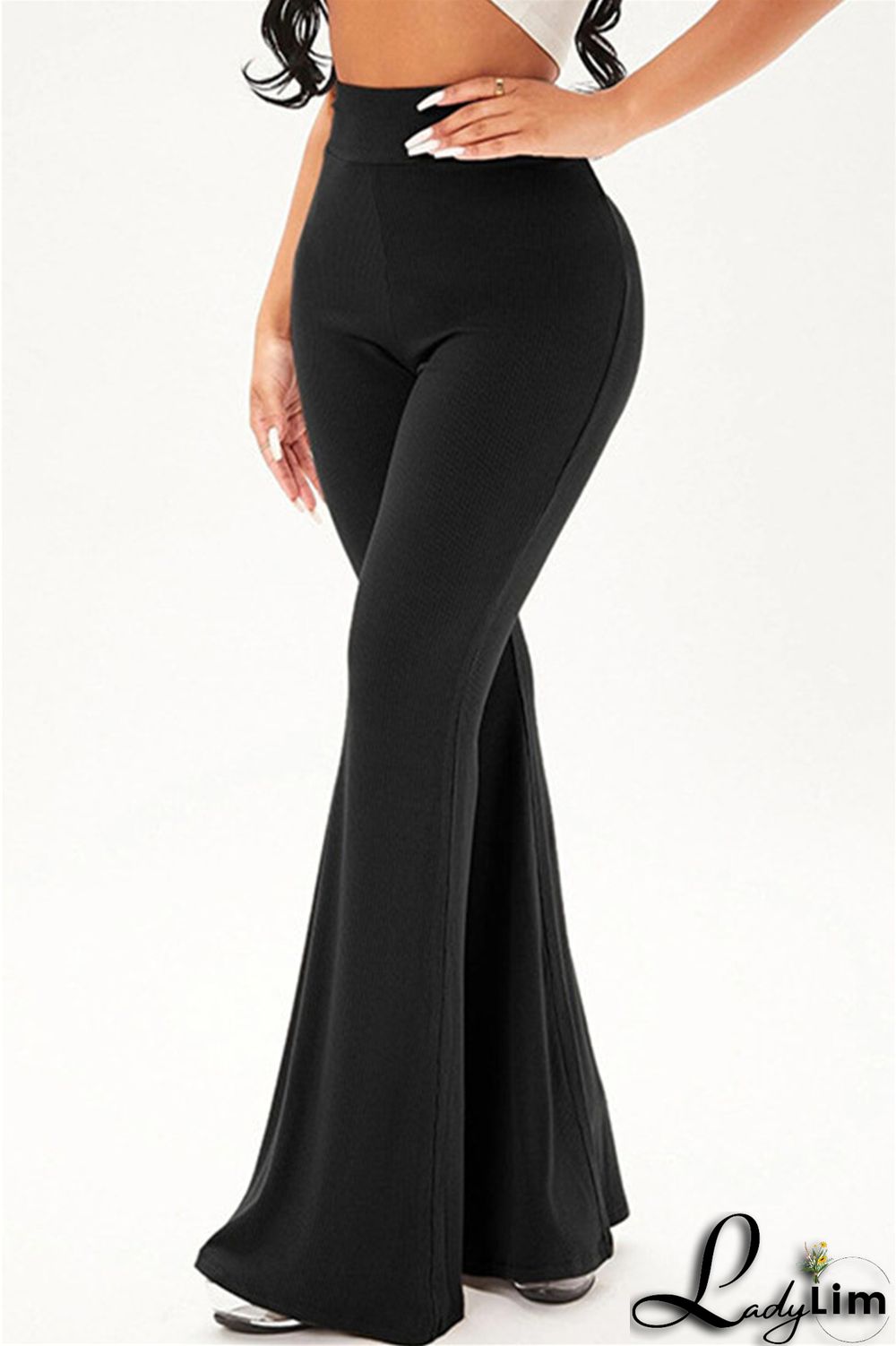 Coffee Fashion Casual Solid Basic Regular High Waist Speaker Trousers