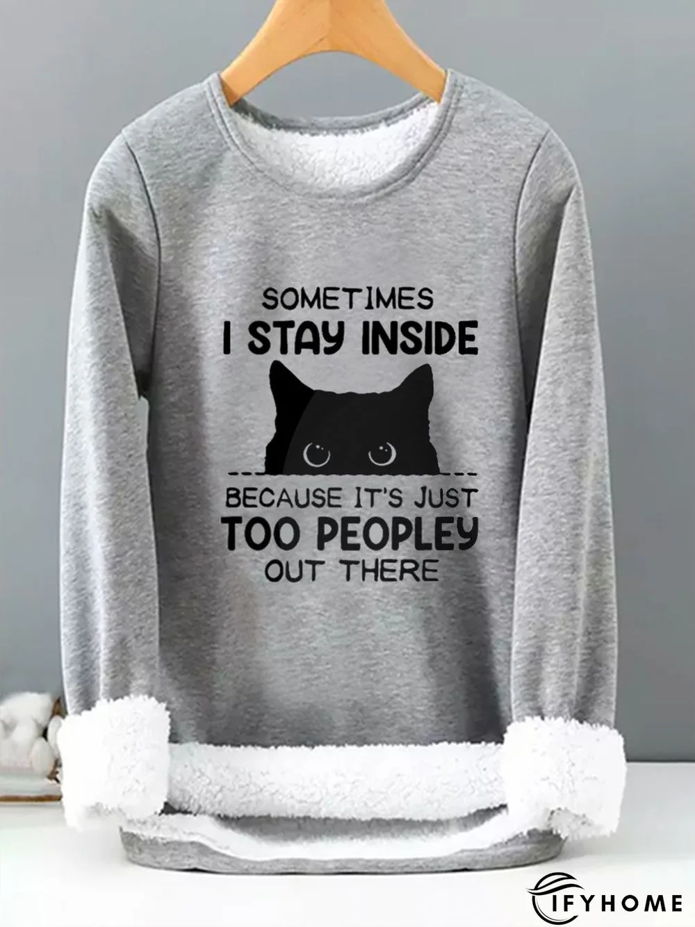 Loose Crew Neck Cat Sweatshirt | IFYHOME