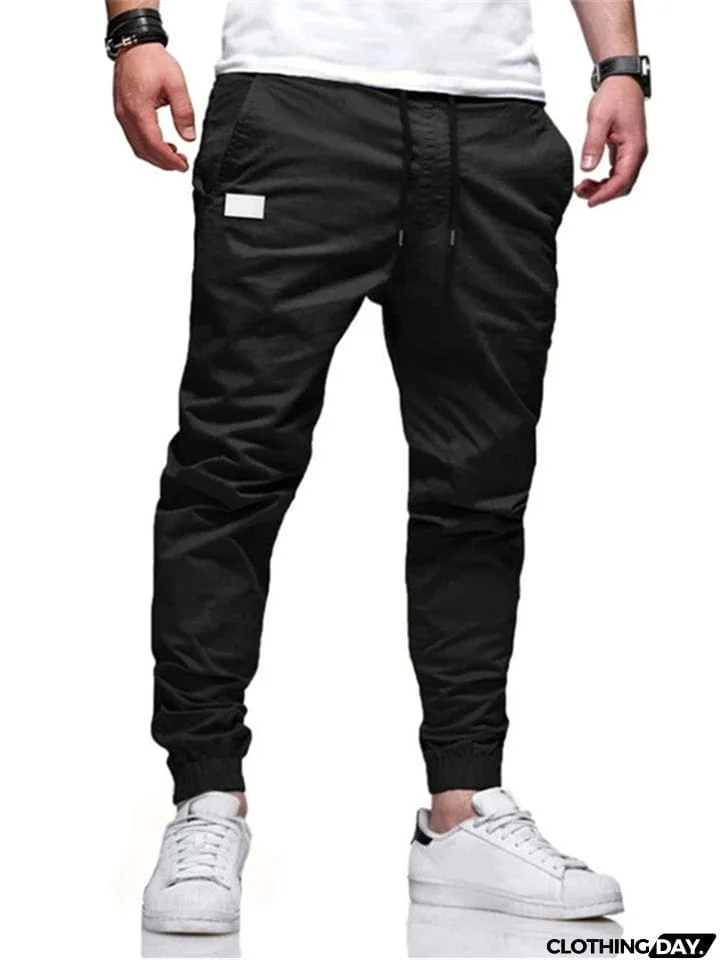 Vogue Fit Casual Male Solid Color Slippy Cargo Pants