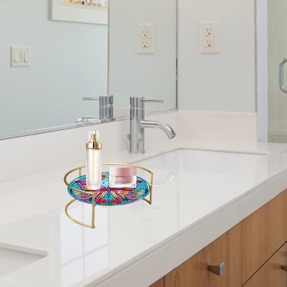 DIY Butterfly Acrylic Diamond Painting Bathroom Tray Diamond Art Counter Organizer